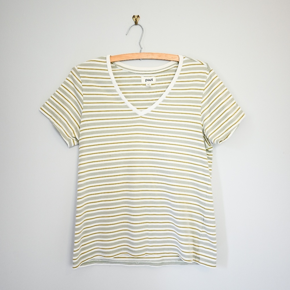 Pact Organic Softspun V-Neck Tee - striped